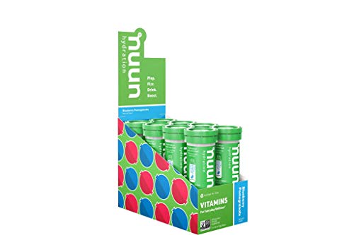 Nuun Vitamins Electrolyte Tablets with Vitamin D, C, E, A, & B6, Folic Acid, Magnesium & 4 Other Essential Electrolytes, Gluten Free & Vegan, Blueberry Pomegranate, 8 Pack (96 Servings Total)