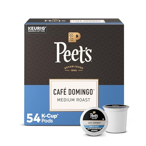 Peet's Coffee, Medium Roast Keurig K-Cup Pods - Cafe Domingo 54 Count (1 Box of 54 Pods)