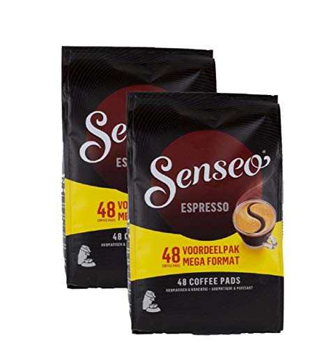 Senseo Espresso Dark Roast Coffee Pods  96 Count (2 Packs)  Concentrated Strong Flavor with Rich Crema  Single-Serve Coffee Pads Compatible with PeleCom Machines