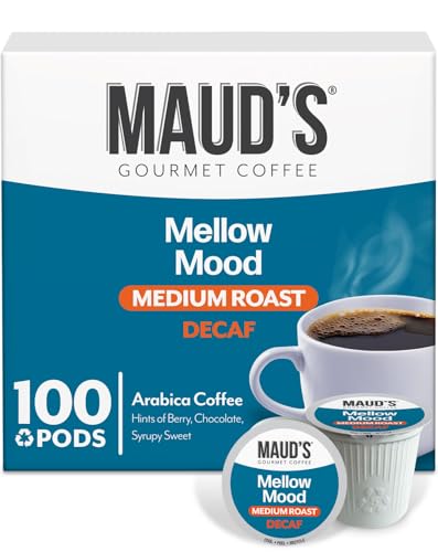 Maud's Decaf Medium Roast Coffee Pods, 100 ct, Decaffeinated Recyclable Single Serve Pods  100% Arabica Coffee, Compatible with Keurig K Cups Maker