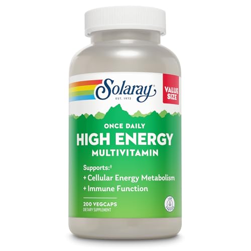 SOLARAY Once Daily High Energy Multivitamin for Women and Men - Energy Supplements - Immune Support w/Vitamin C, A, D and E, Vitamin B Complex, Trace Minerals, 60-Day Guarantee, 200 Serv, 200 VegCaps
