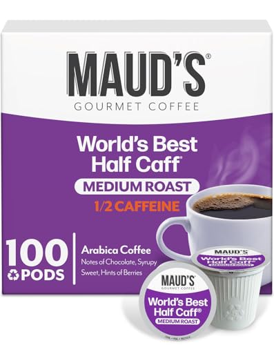 Maud's Half Caff Coffee Pods, 100 ct, Medium Roast Coffee in Recyclable Single Serve Pods  100% Arabica Coffee, Compatible with Keurig K Cups Maker