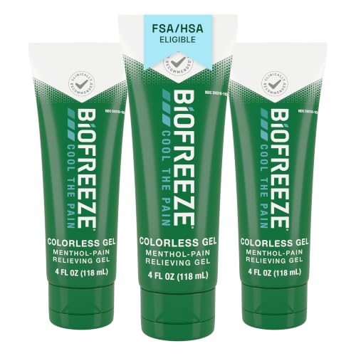 Biofreeze Pain Relief Gel for Knee, Neck, Hip, Joint, Shoulder, & Simple Backache, Arthritis Pain Reliever, Sore Muscle Relief, Colorless Menthol Gel 4 Fl Oz (Pack of 3)