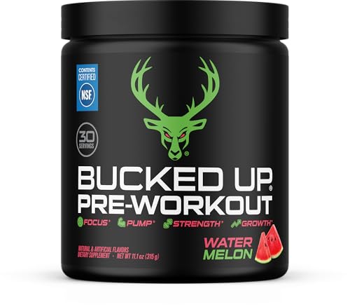 Bucked Up Pre Workout 6 Grams Citrulline, 2 Grams Beta Alanine, and 3 Other Registered trademarked Ingredients (Watermelon)