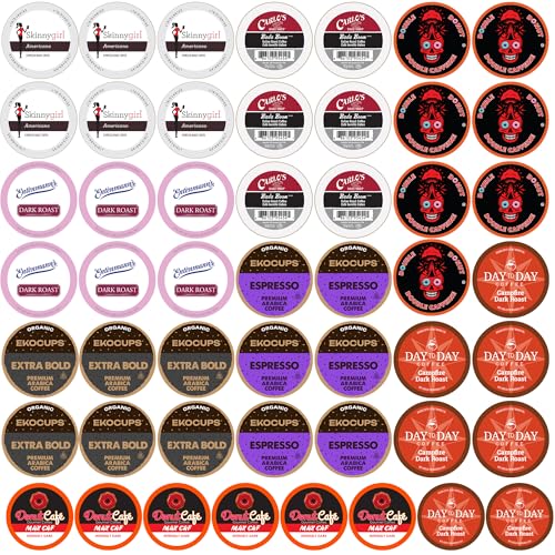 Perfect Samplers Extra Caffeine Extra Bold Coffee Single Serve Cups for Keurig K Cup Brewers 1.0 & 2.0 Variety Pack Sampler (50Count)