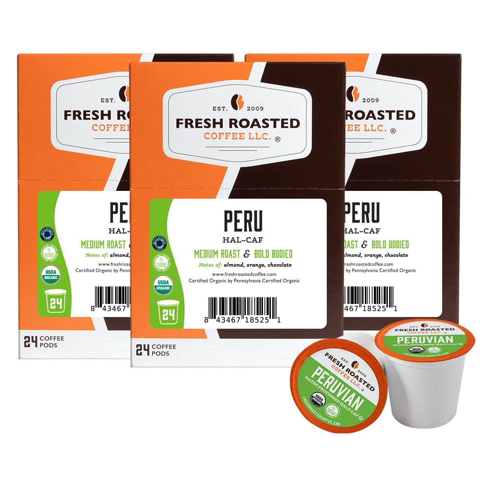Fresh Roasted Coffee Organic Peru Half-Caf