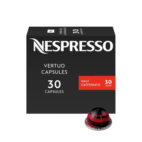 Nespresso Capsules Vertuo, Half Caffeinato, Mild Roast Coffee, 30-Count Coffee Pods, Brews 7.8oz.