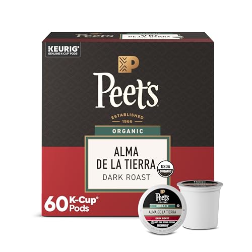 Peet's Coffee, USDA Organic Dark Roast Keurig K-Cup Pods - Alma de la Tierra 60 Count (6 Boxes of 10 Pods)