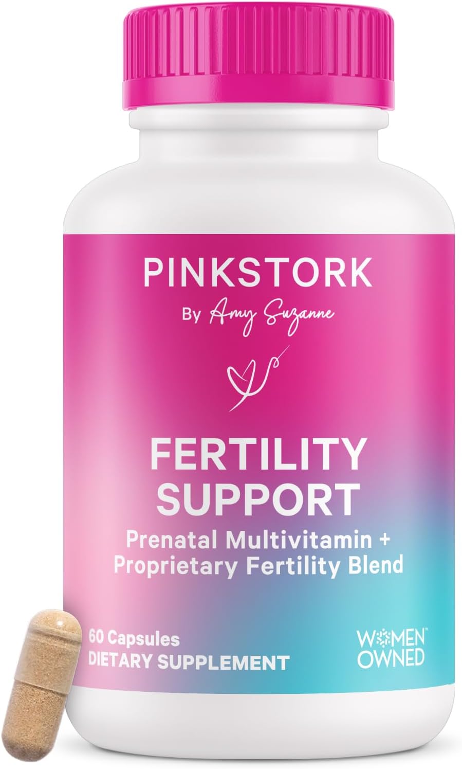 Pink Stork Fertility Supplements for Women | Conception for Her with Inositol, Vitex, Prenatal Vitamins | Hormone Balance, Ovulation, Egg Quality, Ovarian Health | 60 Vegetarian Capsules