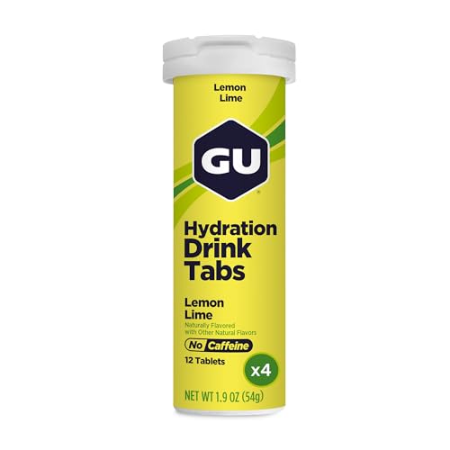 GU Energy Hydration Electrolyte Drink Tablets, Enhanced Endurance Sports Drink for Running, Cycling, Triathlon, 4-Count (48 Servings), Lemon Lime