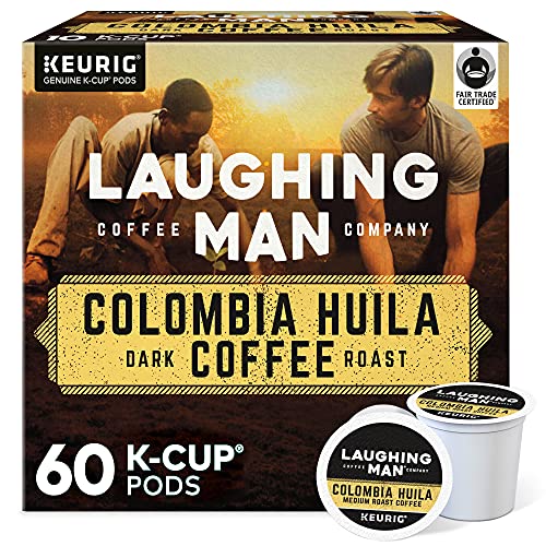 Laughing Man Colombia Huila Keurig Single-Serve K-Cup Pods, Dark Roast Coffee, 60 Count (6 Packs of 10)