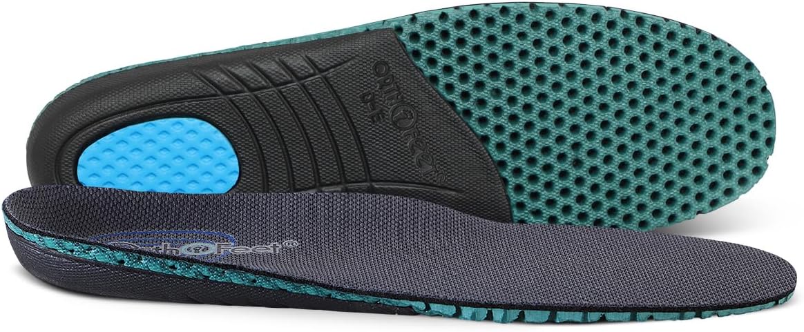 Orthofeet Men's Orthotic Insoles with Arch Support for Plantar Fasciitis and Pain Relief, Size 10.5 X-Wide