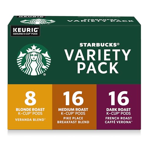 Starbucks K-Cup Coffee PodsStarbucks Blonde, Medium & Dark Roast CoffeeVariety Pack for Keurig Brewers100% Arabica1 box (40 pods total)