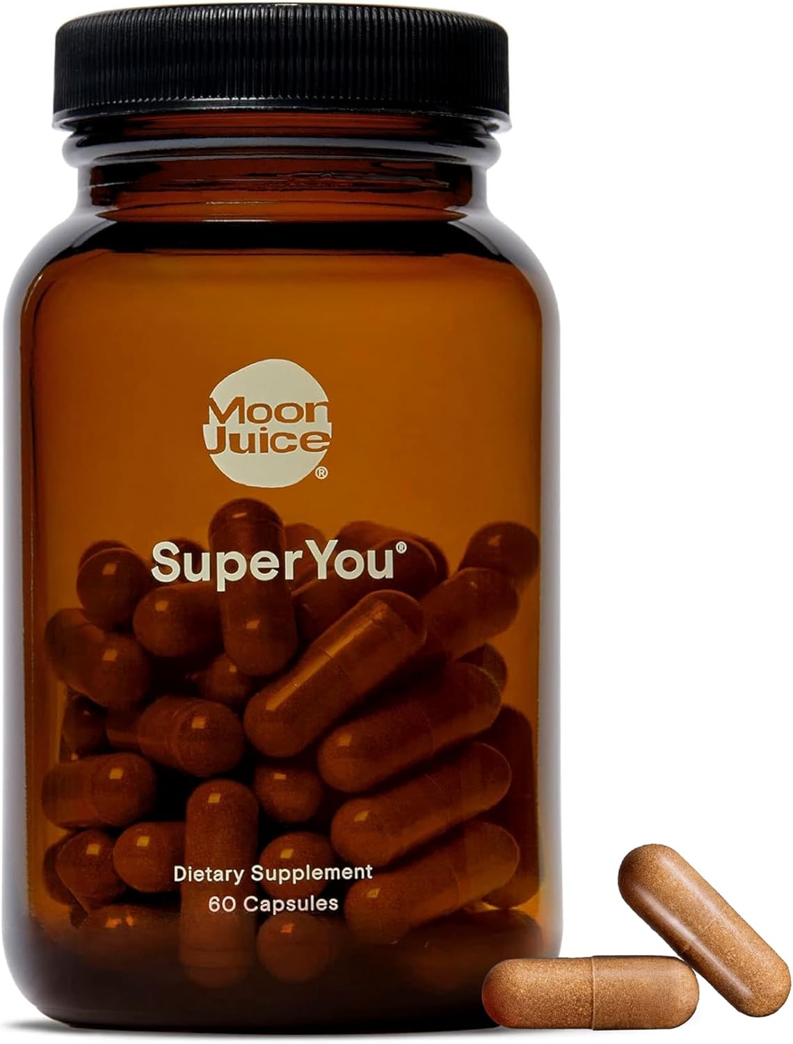Moon Juice SuperYou Ashwagandha Supplements with Rhodiola, Shatavari & Amla - Cortisol Reducer for Energy, Mood, Focus and Stress Support, Vegan, Non-GMO & 100% Traceable, 60 Capsules, 30 Servings