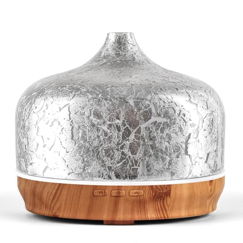 Porseme 500ml Essential Oil Diffuser Silver Plated Glass Aromatherapy Ultrasonic Humidifier - Auto Shut-Off, Timer Setting, BPA Free for Home Hotel Yoga SPA Gift