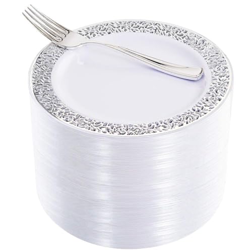 WDF 100pcs Silver Dessert Plates