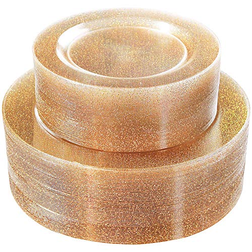 WDF 120PCS Gold Plastic Plates