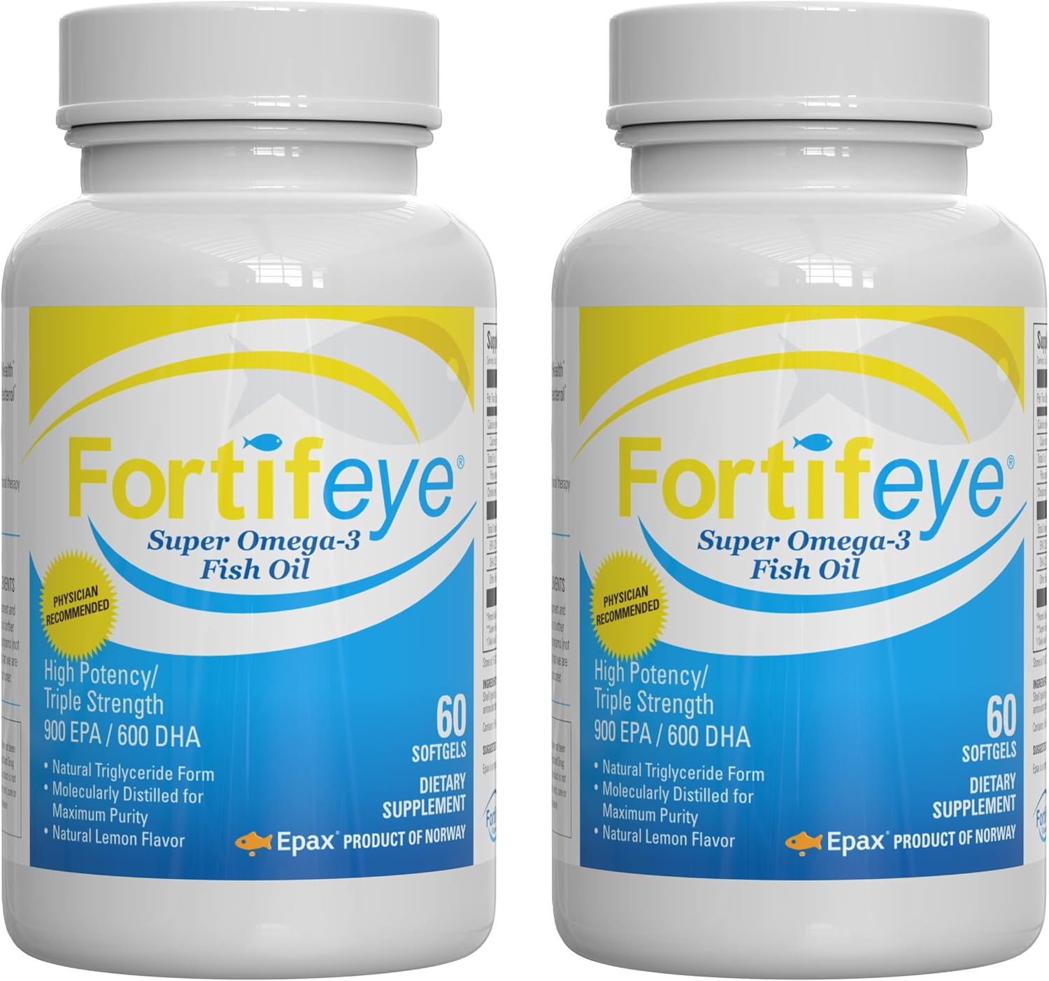 Omega 3 Fish Oil 120Count 1600 mg Made in Norway - High Potency Fish Oil Omega 3 Supplements Triglyceride Form with EPA and DHA Supplements for Women and Men No Fishy After Taste Natural Lemon Flavor