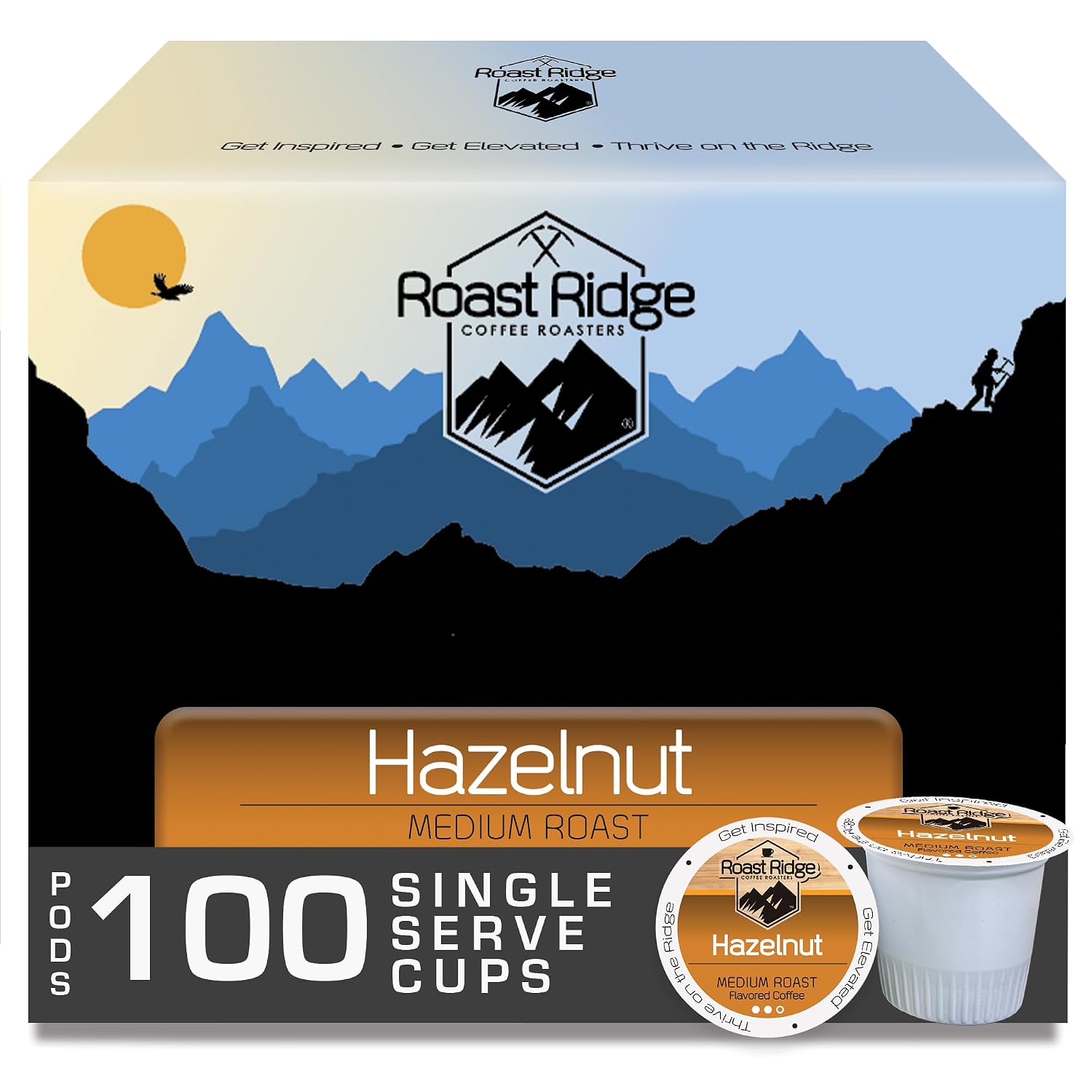 Roast Ridge Single Serve Coffee Pods for Keurig K-Cup Brewers, Hazelnut Blend, Medium Roast, 100 Count