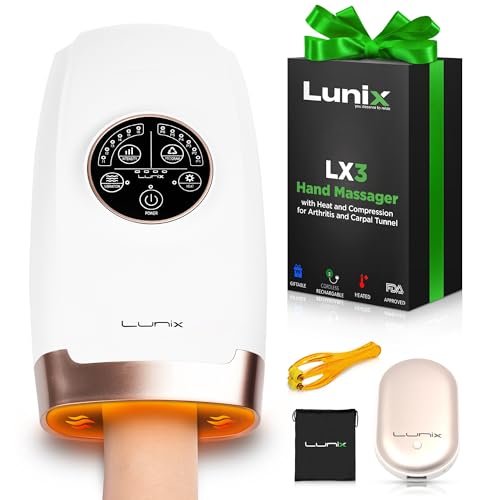 Lunix LX3 Hand Massager, Shiatsu Hand Massage Machine with Heat and Compression, 6 Levels Pressure Point Therapy for Arthritis, Carpal Tunnel, and Finger Numbness, Pain Relief