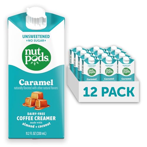 nutpods Caramel Coffee Creamer - Unsweetened Non Dairy Creamer Made from Almonds and Coconuts - Keto Creamer, Whole30, Gluten Free, Non-GMO, Vegan, Sugar Free, Kosher (12-Pack)