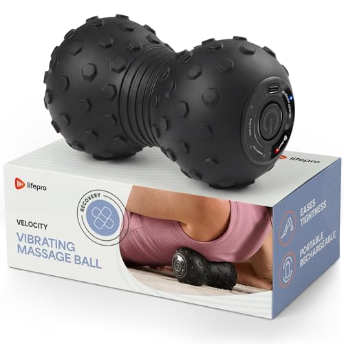 Lifepro 4-Speed Vibrating Massage Ball - Peanut Massager and Vibrating Foam Roller for Fitness, Mobility, and Relaxation - Compact and Portable Design