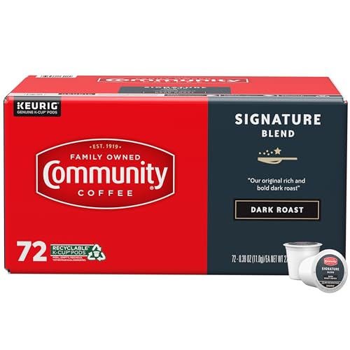 Community Coffee Signature Blend 72 Count Coffee Pods, Dark Roast, Compatible with Keurig 2.0 K-Cup Brewers, Box of 72 Pods (Pack of 1)