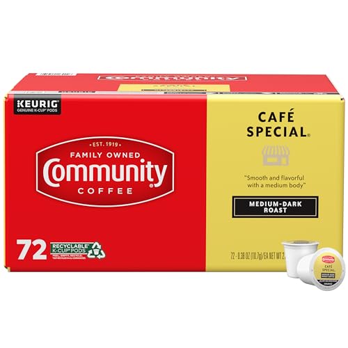 Community Coffee Cafe Special 72 Count Coffee Pods, Medium-Dark Roast, Compatible with Keurig 2.0 K-Cup Brewers, 72 Count (Pack of 1)