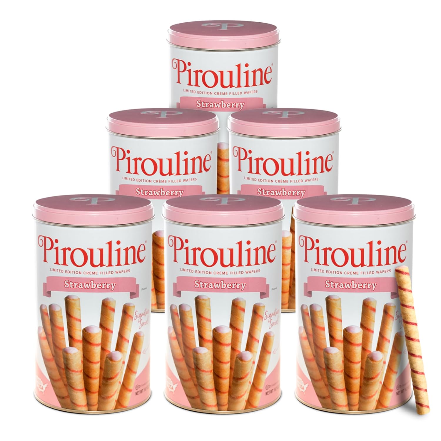 Pirouline Strawberry Rolled Wafers Tin