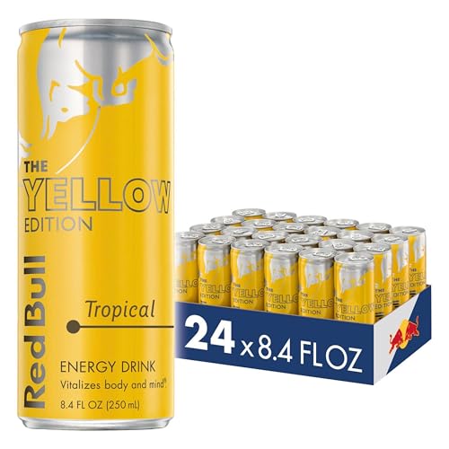 Red Bull Yellow Edition Energy Drink, Tropical, with 80mg Caffeine plus Taurine & B Vitamins, 8.4 Fl Oz, Pack of 24 Cans