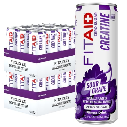 FITAID RX Zero, Creatine Monohydrate, 5 Calories, Keto-Friendly Post-Workout Recovery Drink, BCAAs, L-Glutamine, Turmeric, Electrolytes, B-Complex, 12 Fl Oz (Pack of 24)
