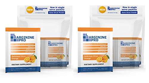 L-ARGININE PRO Supplement Powder | 60 Packets Single Serve Travel Size | 5,500mg of L-arginine Plus 1,100mg L-Citrulline