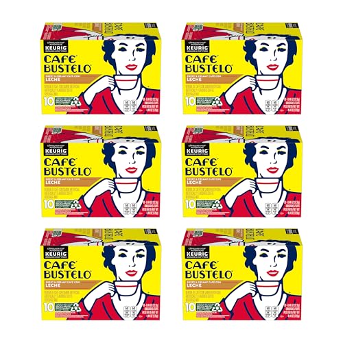 Cafe Bustelo Cafe con Leche Flavored Espresso Style Coffee, 60 Keurig K-Cup Pods