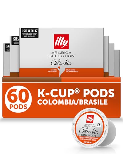 Illy Coffee K-Cups - Compatible Pods for Keurig Coffee Maker - Brasile & Columbia - Single Origin Roasts - Variety - 10 Count (Pack of 6)