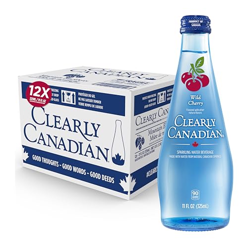 Clearly Canadian Wild Cherry Sparkling Spring Water Beverage, Natural & Carbonated, Flavored Seltzer Water, 1 Case (12 Bottles x 325mL)