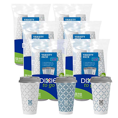 Dixie To Go Large Paper Coffee Cups With Lids, 16 Oz, 132 Count, Disposable Cups For On-The-Go Hot Beverages