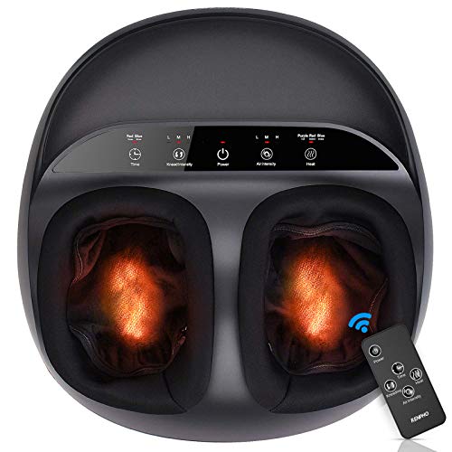 RENPHO Upgraded Heated Foot Massager Machine with Remote, Full Cover Heat, Shiatsu Deep Kneading, Multi-Level Settings, Delivers Relief for Tired Muscles and Plantar Fasciitis, Fits up to US Size 12