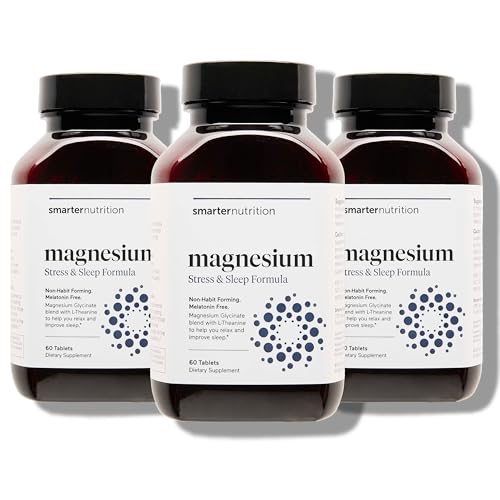 Smarter Nutrition Magnesium Complex - Chelated Magnesium Glycinate + Citrate, Malate for Sleep, Relaxation, Muscle & Nerves + Clinically Proven L-Theanine, Non-GMO-180 Tablet[90-Day Supply]