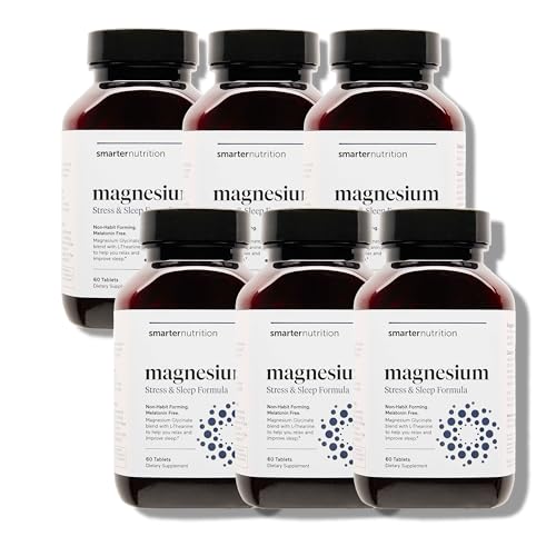 Smarter Nutrition Magnesium Complex - Chelated Magnesium Glycinate + Citrate, Malate for Sleep, Relaxation, Muscle & Nerves + Clinically Proven L-Theanine, Non-GMO-360 Tablet[180-Day Supply]