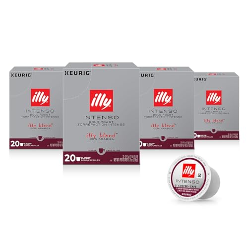Illy Coffee K Cups - Pods For Keurig Machines  Intenso Dark Roast  Notes of Cocoa & Dried Fruit - Bold, Flavorful & Full-Bodied Flavor - No Preservatives  20 Count, 4 Pack