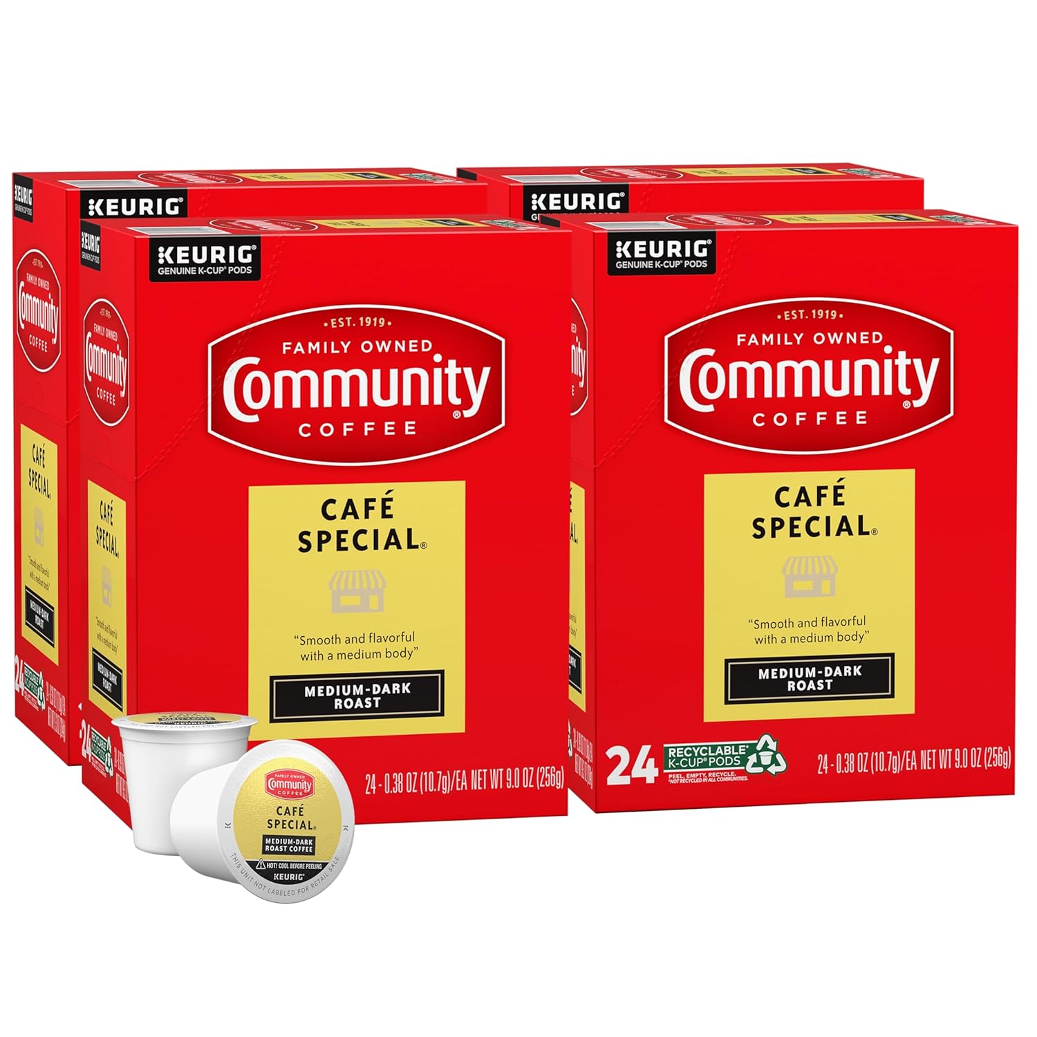 Community Coffee Cafe Special Medium Dark Roast, 96 Single-Serve Keurig K-Cup Pods, 24 Count (Pack of 4)