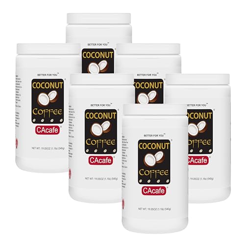 CAcafe Coconut Coffee, Coconut Infused Colombian Coffee, Creamy Drink Mix, Make Iced or Hot, Packed with Antioxidants, Natural Energy, and Stress Relief | 6 Pack