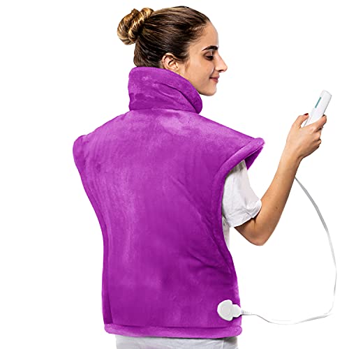 Cure Choice Extra Large Heating Pad for Neck and Shoulders and Back, Weighted Heating Pad for Back Pain Relief, Ultra Soft Neck Heating Pad 10 Heat Settings, 2H Auto-Off, 24" x 36" Magenta