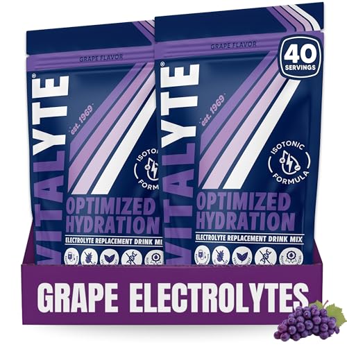 Vitalyte Electrolyte Powder Drink Mix, Isotonic Electrolyte Hydration Mix, Gluten Free Post Workout Powder Mix, Pack of 2, 35 oz. Each, Grape Flavor