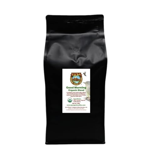 Low Acid Organic Coffee  Whole Bean, Mold-Free & Stomach Friendly by Java Planet, Good Morning Blend Coffee, Medium Roast, Smooth Full Flavored, 5LB Bag