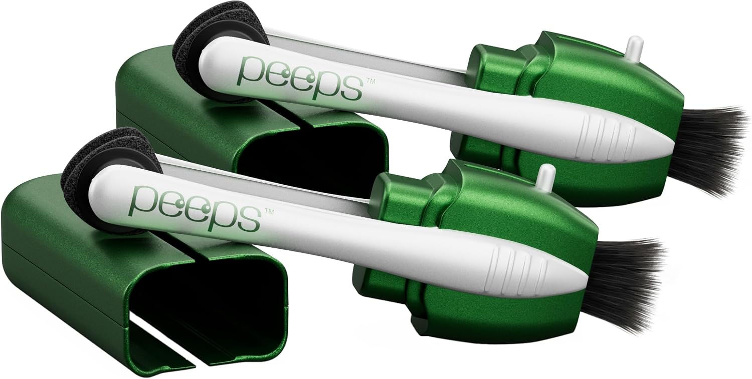 CarbonKlean Peeps Glasses Cleaner - for Eyeglasses, Reading Glasses, and More - Lens Cleaner with Carbon Microfiber Tech - Soft Touch Green - 2 Count
