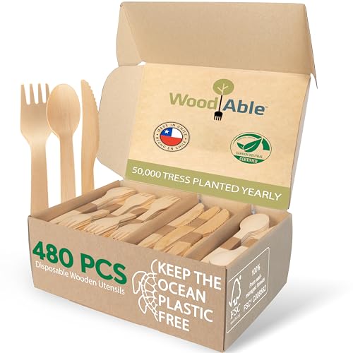 WOODABLE 480-Pc Wooden Cutlery
