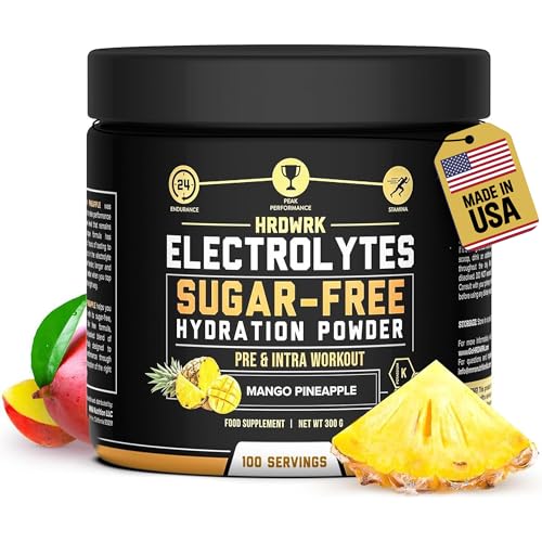 HRDWRK Electrolytes Powder with Magnesium, Potassium - Sugar Free Electrolytes Boost Endurance and Reduce Fatigue with This Electrolytes Supplement - Maximum Hydration - Keto Friendly