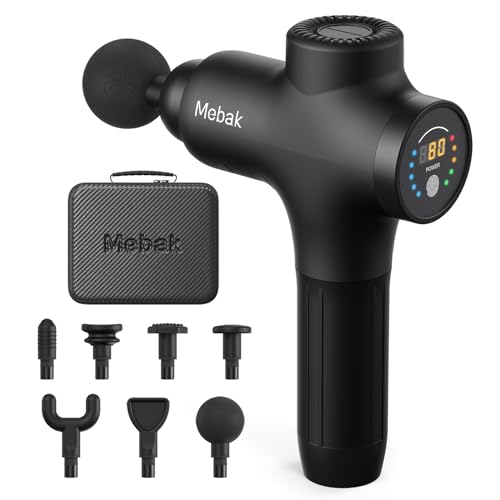 Mebak 3 Massage Gun, Massage Gun Deep Tissue for Athletes, Professional Muscle Percussion Massage Gun,Massager Gun for Shoulder Leg Back Body Pain Relief,Quiet Portable Sport Massager, Gifts for Him