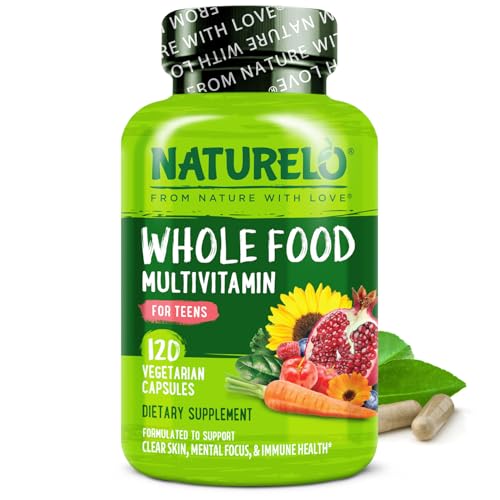 NATURELO Teen Multivitamin - Whole Food Multivitamin - with Minerals for Teenage Boys & Girls - Supplement for Active Kids - Non-GMO - Vegan & Vegetarian - 120 Capsules